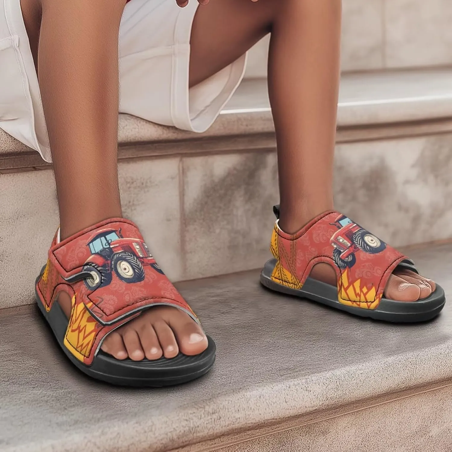 Boys Horse Galaxy Sandals Kids Open Toe Sport Athletic Sandals Adjustable Strap Summer Beach Water Shoes Lightweight