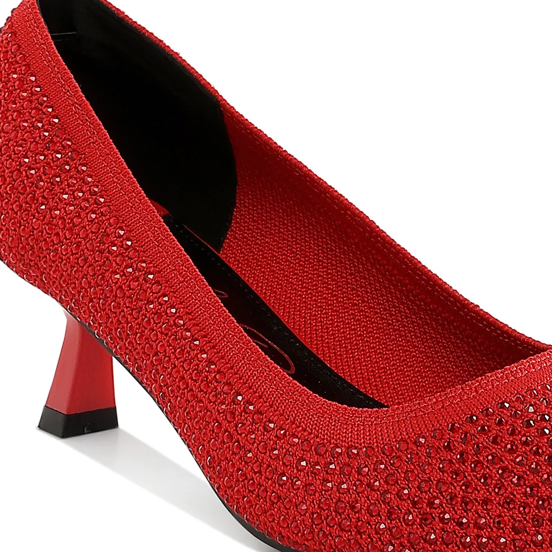 Breathable Flyknit Rhinestone Pumps