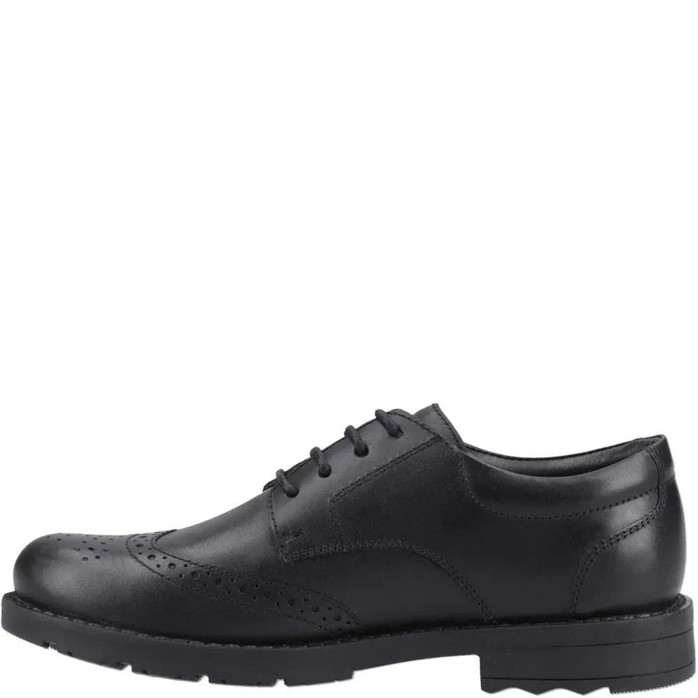 BRIAN Boys Leather Brogue Detail Shoes Black