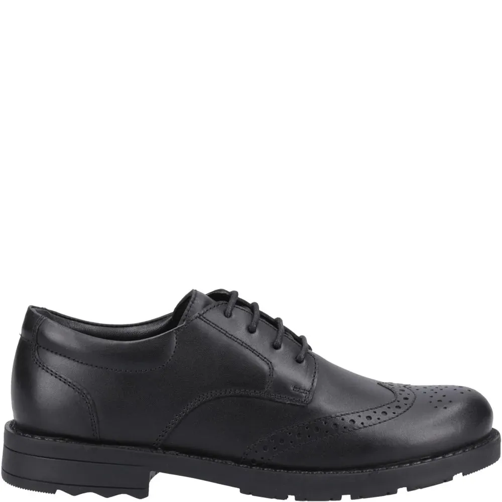BRIAN Boys Leather Brogue Detail Shoes Black