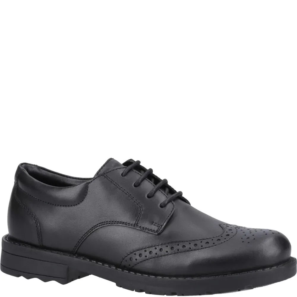 BRIAN Boys Leather Brogue Detail Shoes Black