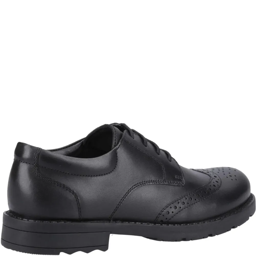 BRIAN Boys Leather Brogue Detail Shoes Black