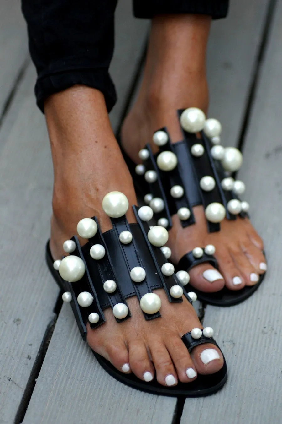 Grace Kelly Black Sandals
