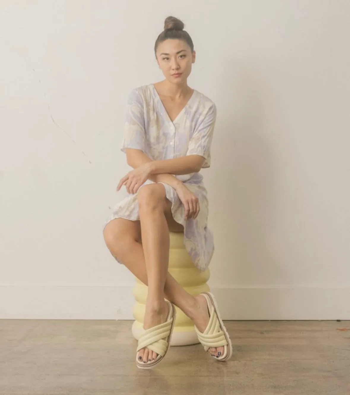 Grace Puff Strap Slide (Lime)