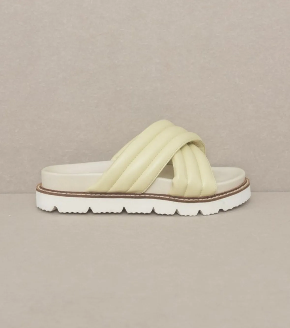 Grace Puff Strap Slide (Lime)