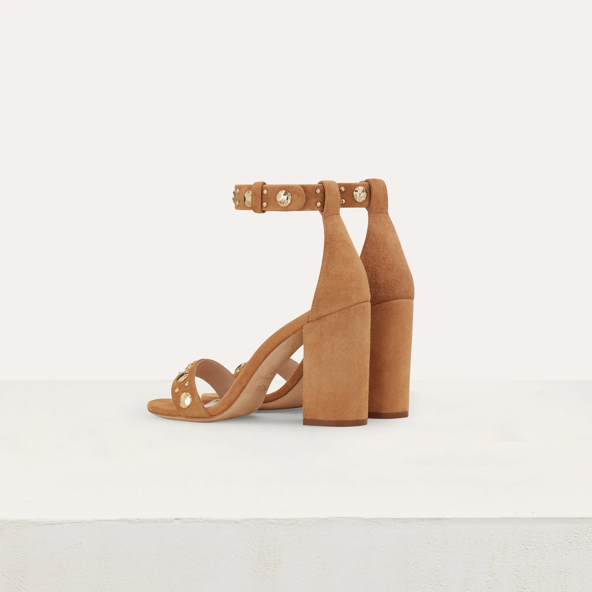 High Heels Sandals With Studs - Camel
