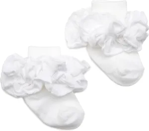 Jefferies Socks Double Ruffle Turncuff Sock, White