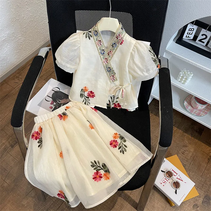 Lace Embroidered Floral Mesh Set
