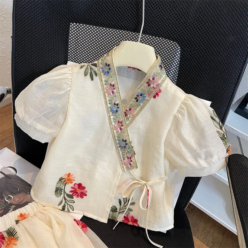 Lace Embroidered Floral Mesh Set