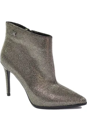 LAURA BIAGOTTI HEELED ANKLE BOOT RHINESTONE TEXTURE