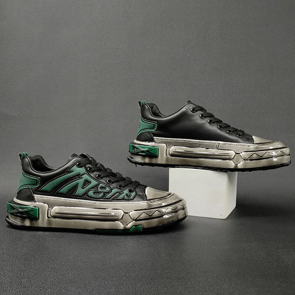 Men Stylish Fashion Leather Thick Soled Casual Shoes
