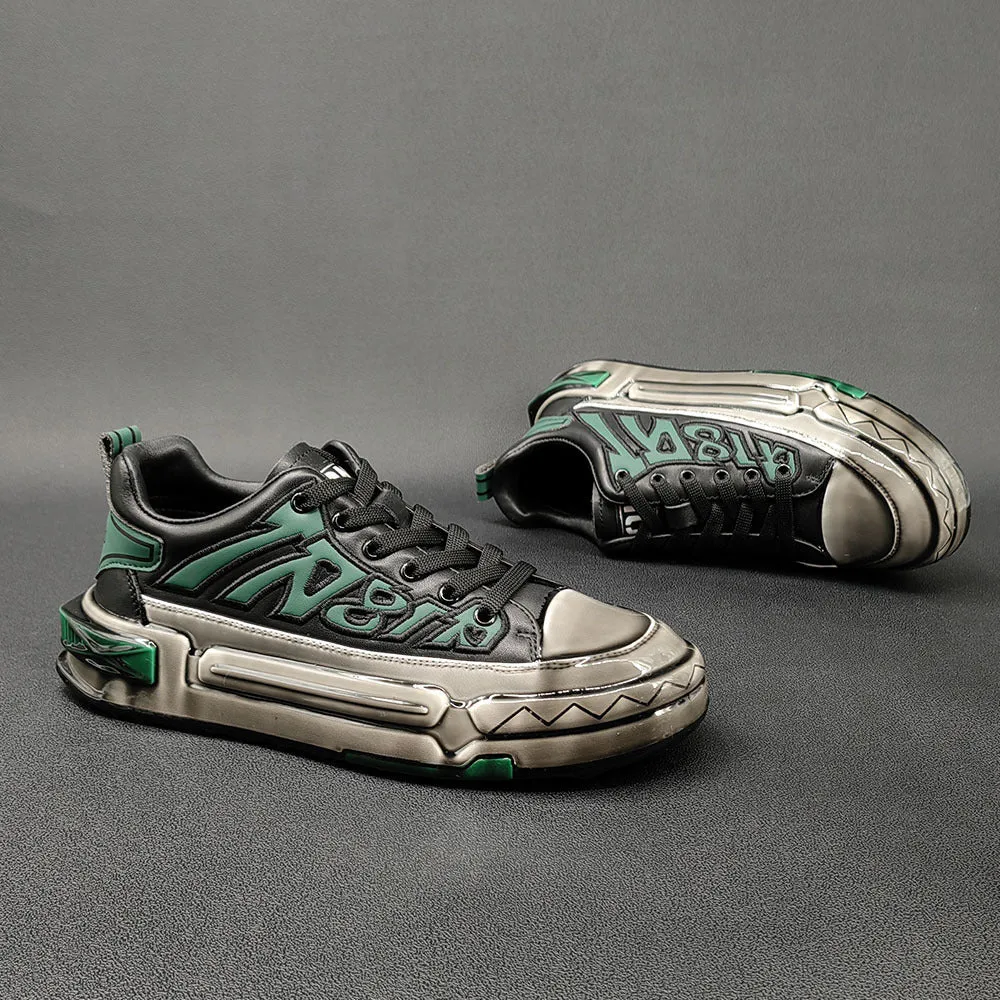 Men Stylish Fashion Leather Thick Soled Casual Shoes