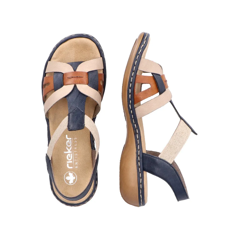 Rieker 65918-90 Ladies Navy Multi Slip On Sandals