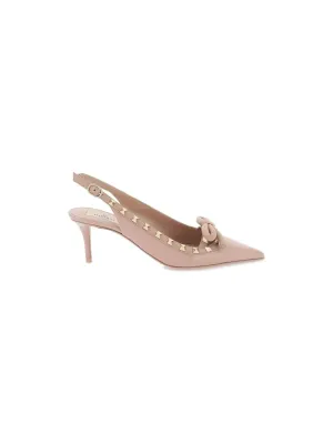 Rockstud Leather Slingback Pumps