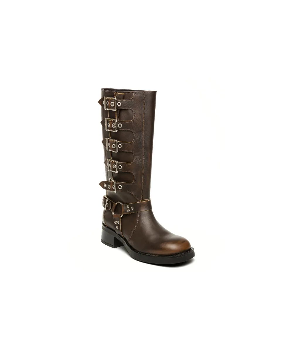 STEVE MADDEN BATTLE LEATHER BOOTS
