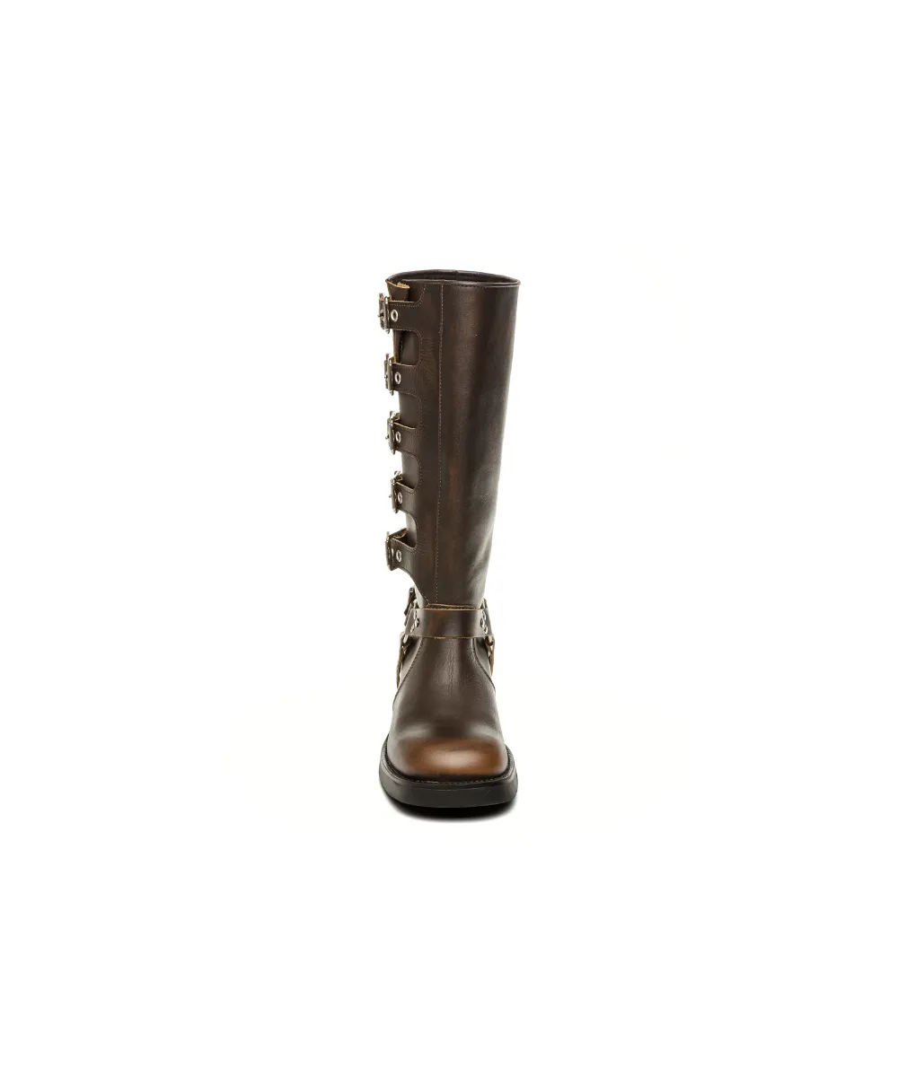 STEVE MADDEN BATTLE LEATHER BOOTS