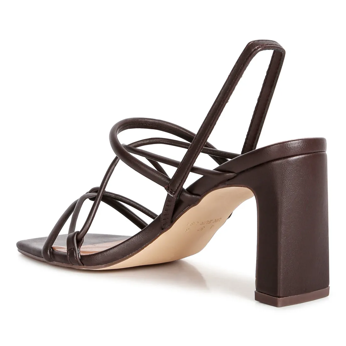 Two Strings Slingback Mid Heel Block Sandals