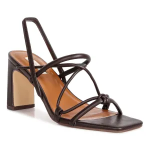 Two Strings Slingback Mid Heel Block Sandals
