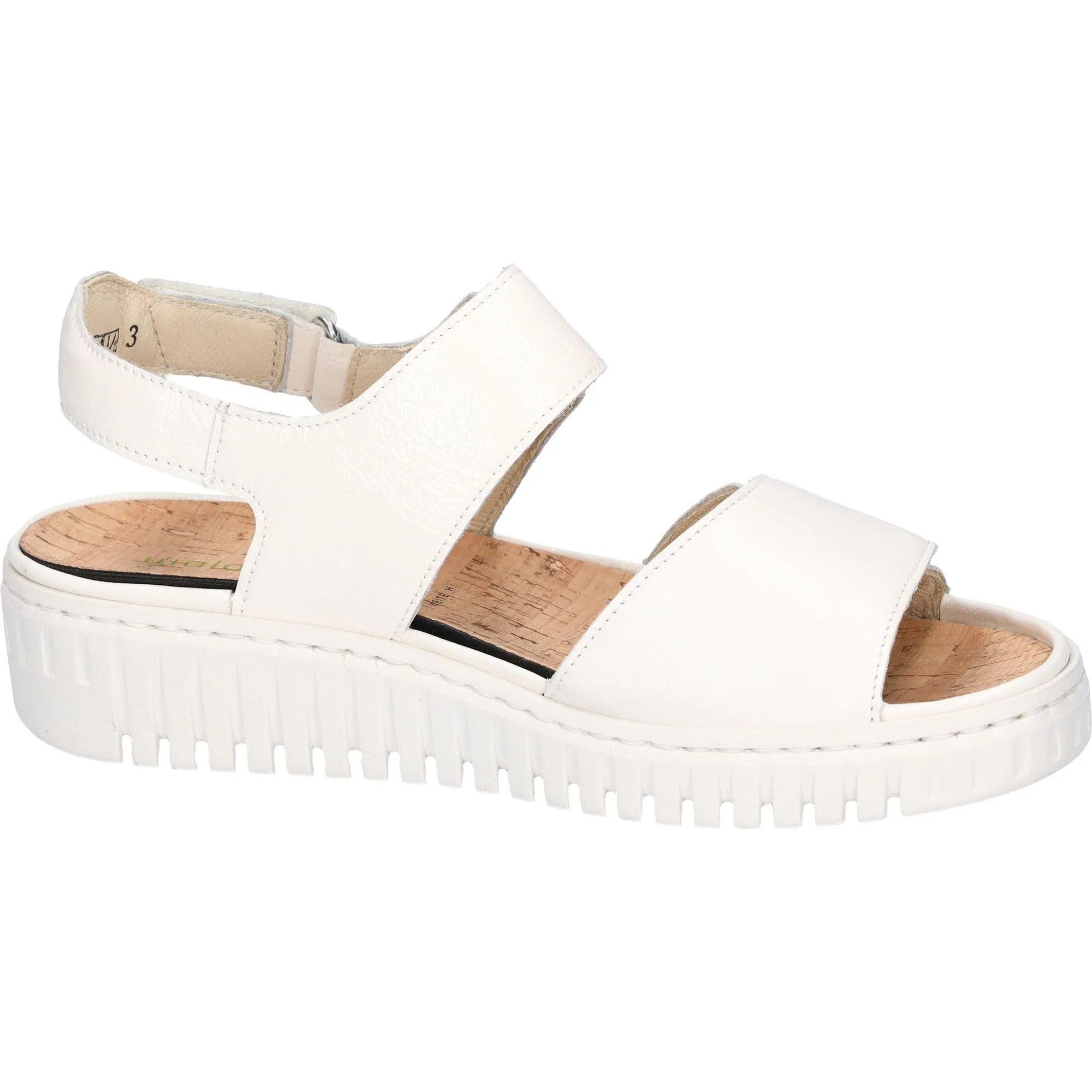 Waldlaufer 955001 201 148 H-Willow Ladies Off White Patent Leather Arch Support Touch Fastening Sandals