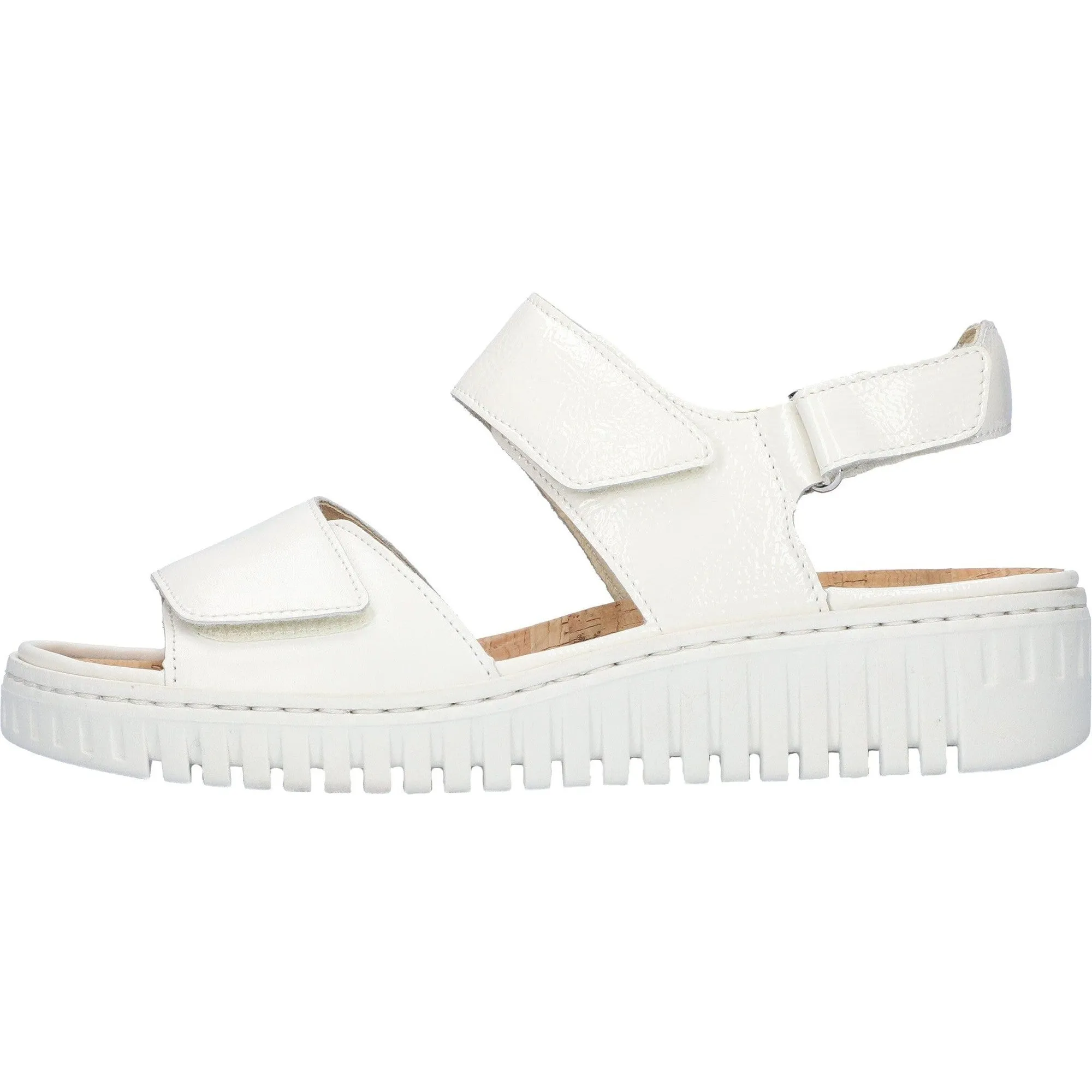 Waldlaufer 955001 201 148 H-Willow Ladies Off White Patent Leather Arch Support Touch Fastening Sandals