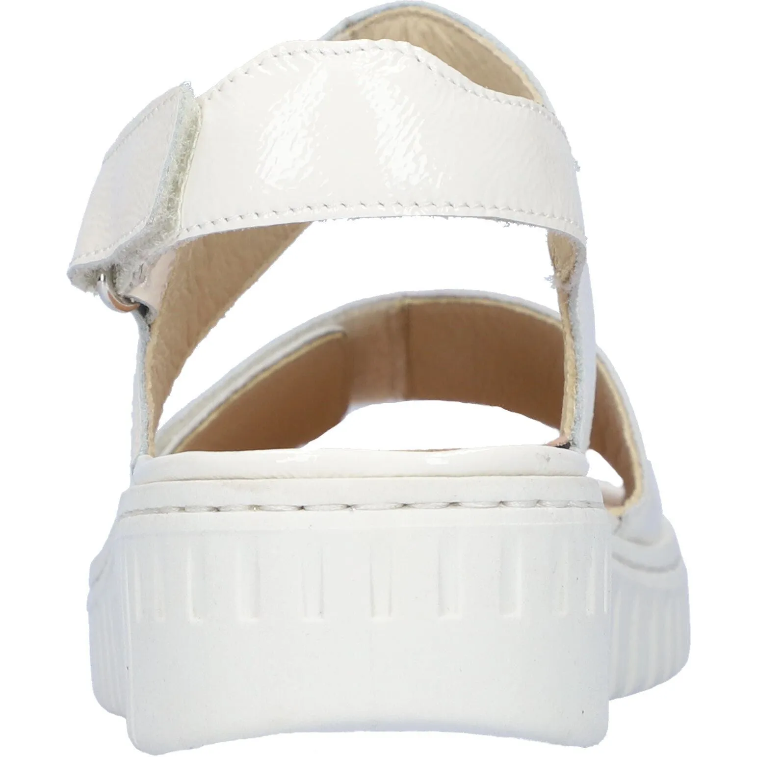 Waldlaufer 955001 201 148 H-Willow Ladies Off White Patent Leather Arch Support Touch Fastening Sandals
